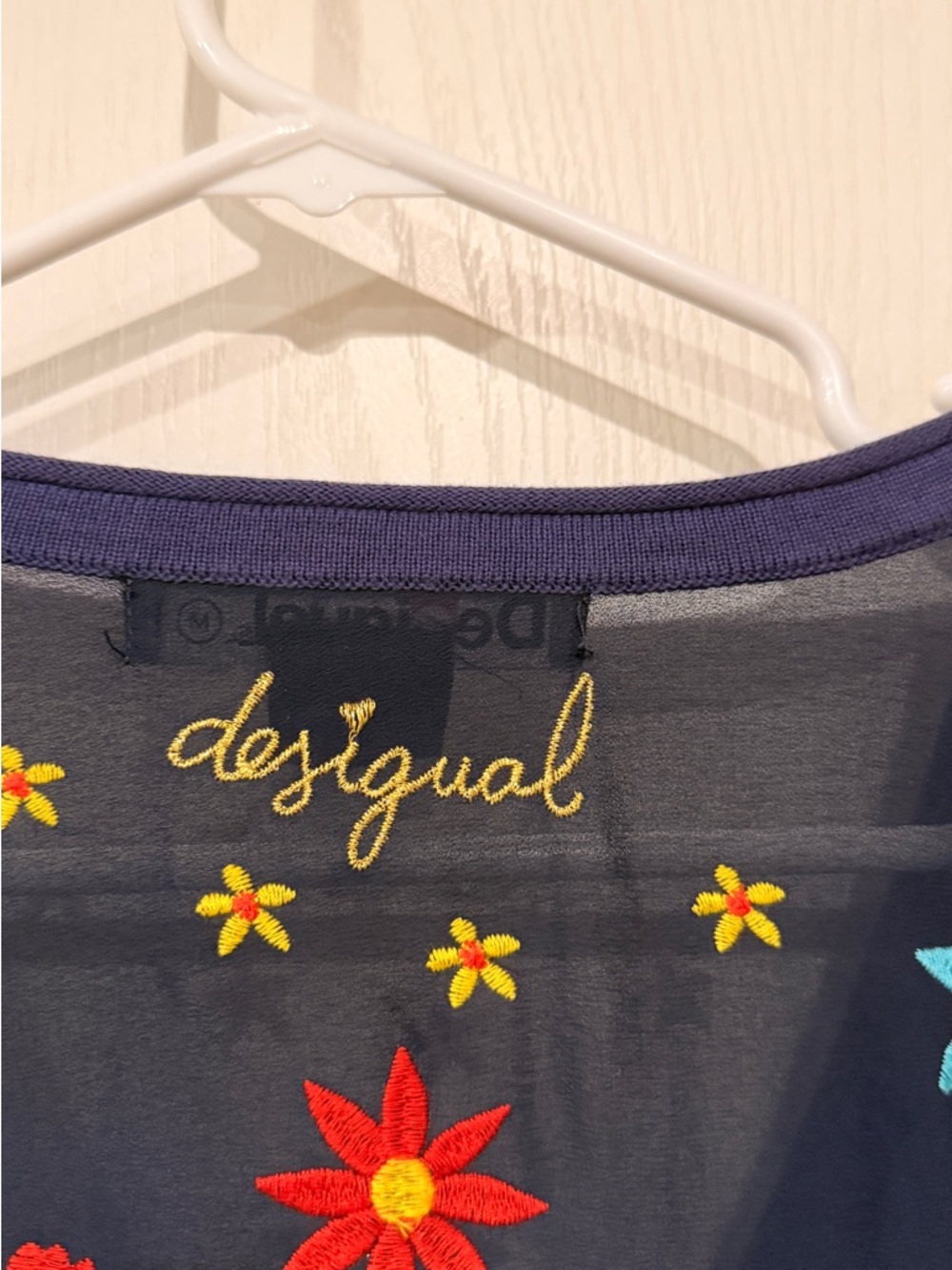 FINAL PRICE Desigual Navy Cardigan with Multicolor Floral Embroidery - Picture 6 of 7